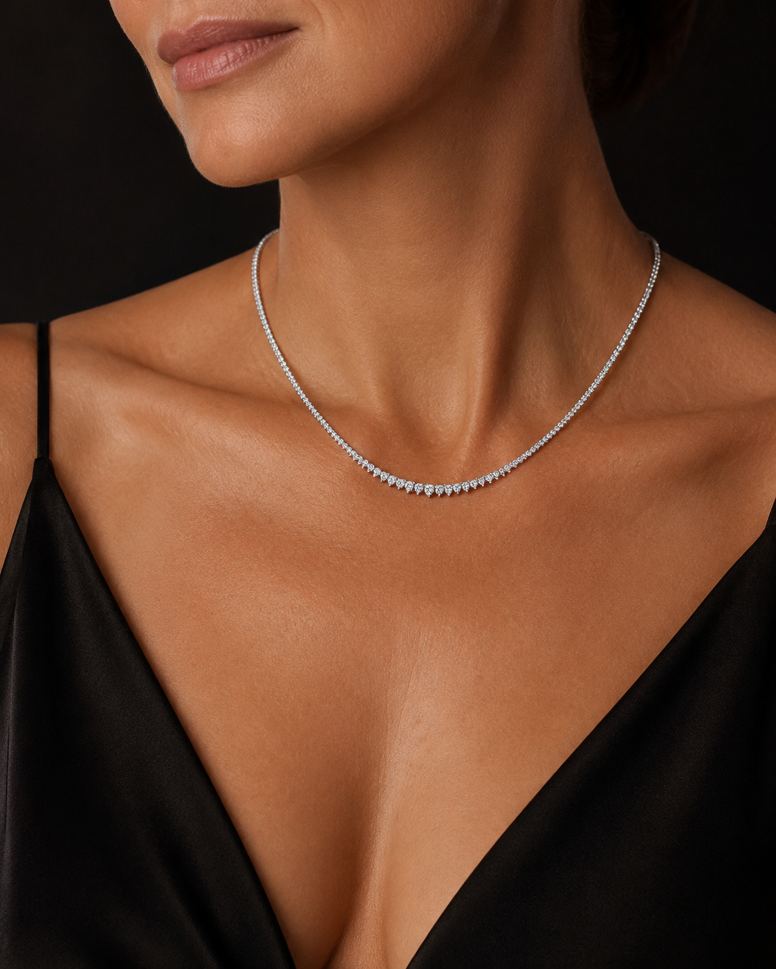 The Lida – 5.20 CTW Round Lab-Grown Diamond Graduated Tennis Necklace