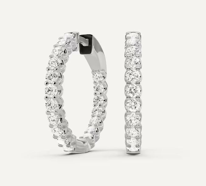 The Sofia – 2 CTW Round Lab-Grown Diamond Inside Out Hoop Earrings